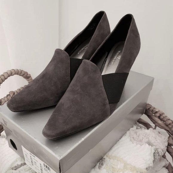 Worthington Shoes Heels Size 9 Raven Gray Suede - Picture 1 of 3